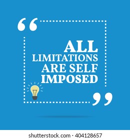 Inspirational motivational quote. All limitations are self imposed. Vector square shape design with light bulb. Simple and trendy style