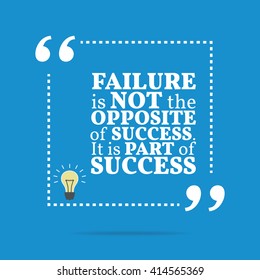 Inspirational motivational quote. Failure is not the opposite of success. It is part of success. Vector square shape design with light bulb. Simple and trendy style