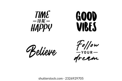 Inspirational and motivational quotes. Calligraphic lettering inspiring phrases. Handwriting positive mentality messages.