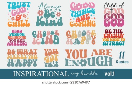 Inspirational Motivational Quotes Collection Set Retro Typographic Art Bundle on White Background