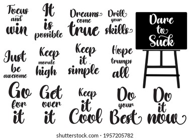 Inspirational and Motivational quotes,phrases and says set vector