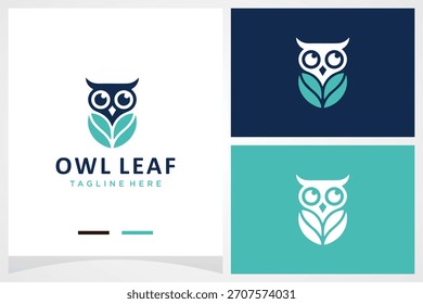 Inspirational owl leaf vector logo