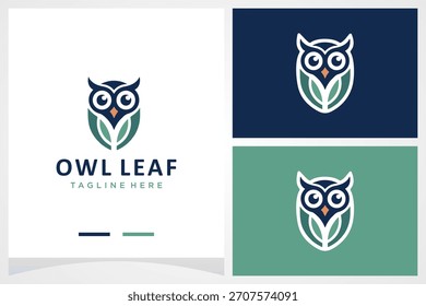 Inspiração coruja folha vetor logotipo