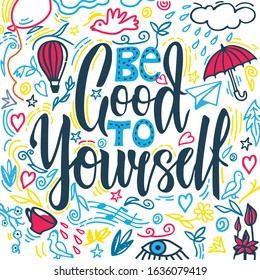 Inspirational phrase flat color sketch calligraphy. Hand drawn lettering. Positive motivational handwritten vector quote. Brush inscription