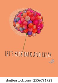 Inspirational phrases, card, chrysanthemum balloons