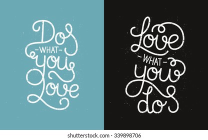 Inspirational posters with hand drawn lettering, motivation quote. Line letters on grunge background, vintage typography poster