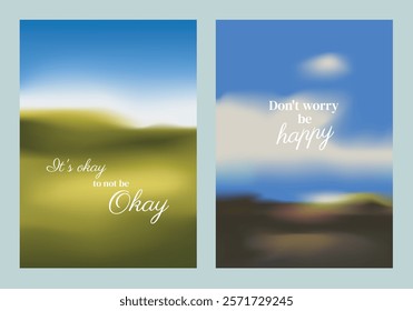 Inspirational posters, motivational quotes. Calm landscapes with motivational quotes. Encouraging words on peaceful backgrounds. Motivational and calming. Motivational quote poster template vectors.