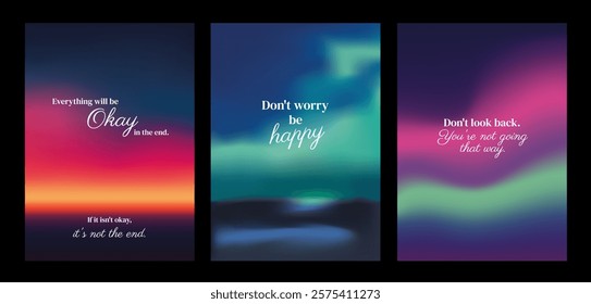 Inspirational posters and motivational quotes. Vibrant colors and uplifting messages. Motivational quotes with colorful backgrounds. Sunset sky inspirational quote poster template vectors.