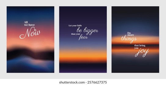 Inspirational posters with motivational quotes. Vibrant colors. Motivational quotes inspire and uplift. Vibrant, motivational, inspirational. Sunset sky inspirational quote poster template vectors.