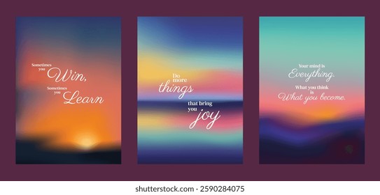 Inspirational posters with motivational quotes. Vibrant colors and uplifting messages. Motivational quotes inspire and uplift. Vibrant and inspiring. Pink sky positivity quote poster template vectors.