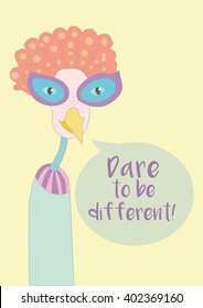 Inspirational Print: Dare to be different, Nursery room decor print, Fun bird print, Typography Poster, Nursery printable.