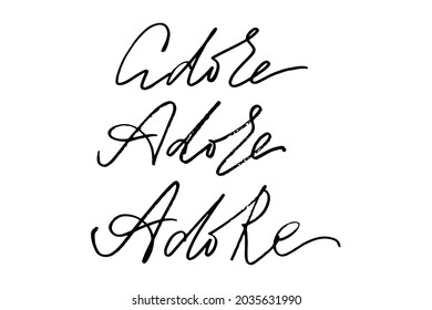 Cita inspiradora Adore script de vector de texto manuscrito