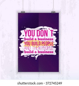 Inspirational Quote Build business with your people - poster mock up for your wall with starry night on background.