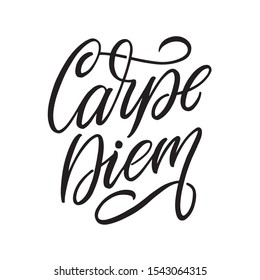 Inspirational quote Carpe Diem. Latin translation - seize the day, capture the moment. Handwritten design element for t-shirt design, calendars, posters, cards. Vector vintage typography.