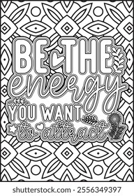 Inspirational Quote Coloring Page for Adults. Motivational Quote Coloring Page.