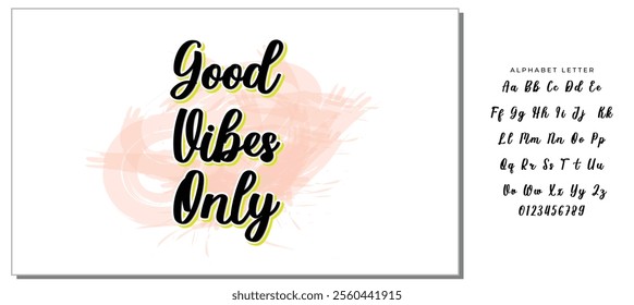 Inspirational quote Good Vibes Only. Modern calligraphy. Brush painted letters, vector illustration. Lettering template for banner, flyer or gift card.