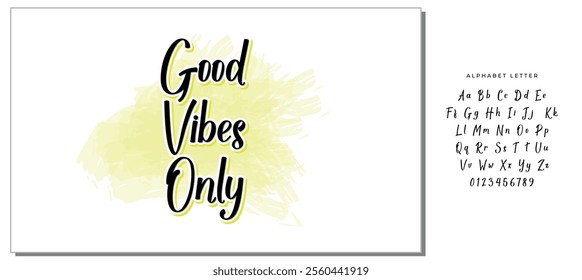 Inspirational quote Good Vibes Only. Modern calligraphy. Brush painted letters, vector illustration. Lettering template for banner, flyer or gift card.