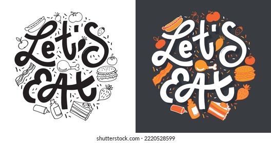 Inspirational quote hand drawn doodle lettering about food. Modern calligraphy. Brush painted letters, vector