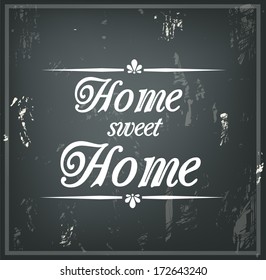 Inspirational quote on a black chalk board "Home sweet home" vector