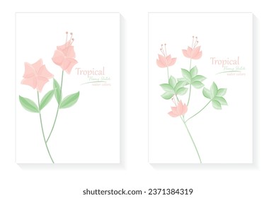Inspirational quote on cover art. Tropical flower flat design illustration. white background.
