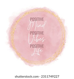 Inspirational quote on a decorative hand painted background with gold glitter