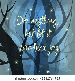 Inspirational Quote On Fantasy Fairy Mystical Forest Green Gray Blue Illustration Abstract Background Vector