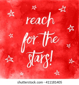 Inspirational quote on a red watercolour background 