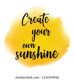 Inspirational quote on a yellow sunny watercolour texture