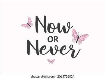 Inspirational quote pink butterfly vector art design