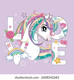 Inspirational quote text and cute unicorn drawing.