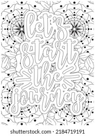 Inspirational Quotes Coloring Book Page With Floral Background.