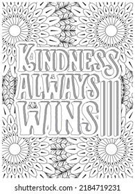 Inspirational Quotes Coloring Book Page With Floral Background.