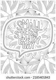  Inspirational Quotes Coloring Page. Flower Background.