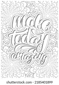 Inspirational Quotes Coloring Page Flower Background Stock Vector ...