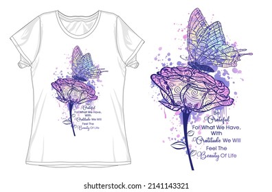 inspirational quotes with flower butterfly for t shirt design, mug design and more 