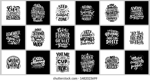 Inspirational quotes. Hand drawn vintage illustrations with lettering. Drawing for prints on t-shirts and bags, stationary or poster. Vector