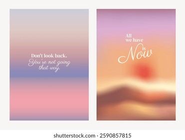 Inspirational quotes on pastel backgrounds. Motivational text on soothing pastel hues. Uplifting quotes, pastel designs, and motivational messages. Pastel inspirational quote poster template vectors.