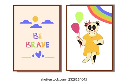 Inspirational quotes wall art for kids. Nordic animal wall decor for children. Good for poster kids, nursery kids, wall decoration and wallpaper for bedroom girl.