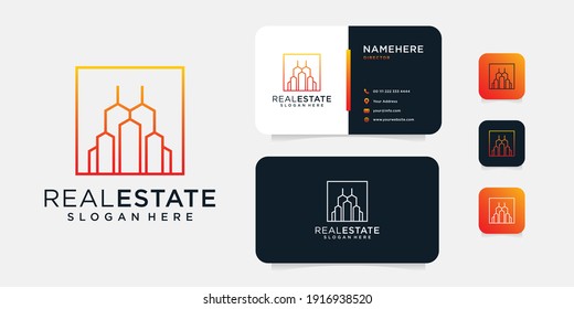 Inspirational real estate building logo and business card template. Good for brand, identity, icon, modern, monogram, and business company