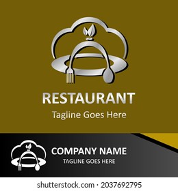 Inspirational restaurant vector logo. Abstract creative logotype Chef's hat shaped spoon and fork. Classic, vintage and modern logo illustration. Business enterprise template.
