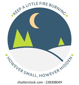 Inspirational round print with landscape