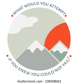 Inspirational round print with landscape
