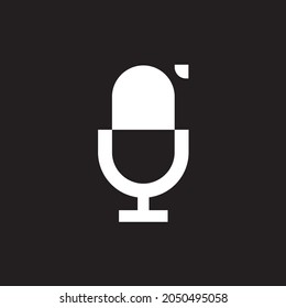 Inspirational Silhouette Logo Design Microphone Image, Logo Icon, Microphone Icon, Inspiration Icon PNG And Vector With Black Background