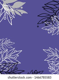 Inspirational sky blue background with floral motif for greeting cards, other design projects. Hand drawn frame template