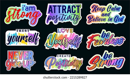 Inspirational Stickers Design Set Graphic Vector