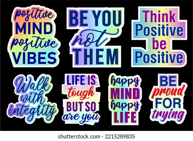 Inspirational Stickers Design Set Graphic Vector