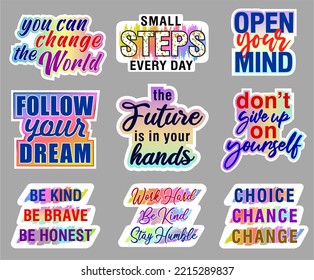 Inspirational Stickers Design Set Graphic Vector