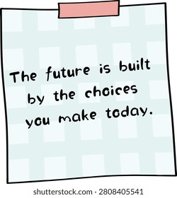 Inspirational Sticky Note with Positive Success Quote in Cute Pastel Hand Drawn School Stationery Style