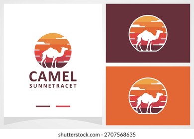 Logotipo inspirador del Vector del camello de la puesta del sol