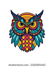 An inspirational and symbolic owl vector clip art illustration, representing wisdom and introspection, perfect for motivational posters, meditation apps, and personal growth materials
